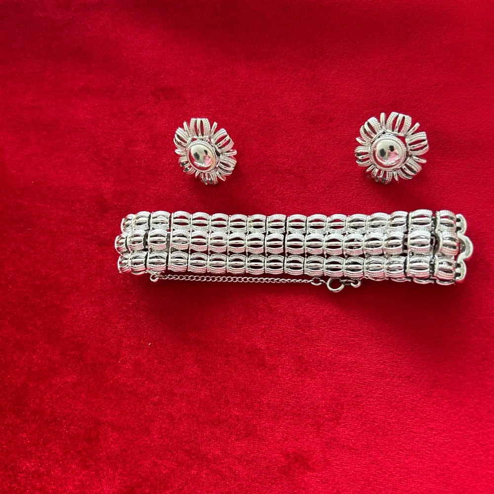Vintage Silver Floral Costume Jewelry Set